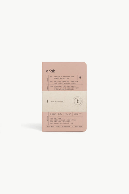 Artik Pack of 3 Pocket Singer Sewn Notebooks | Dotted | Almond