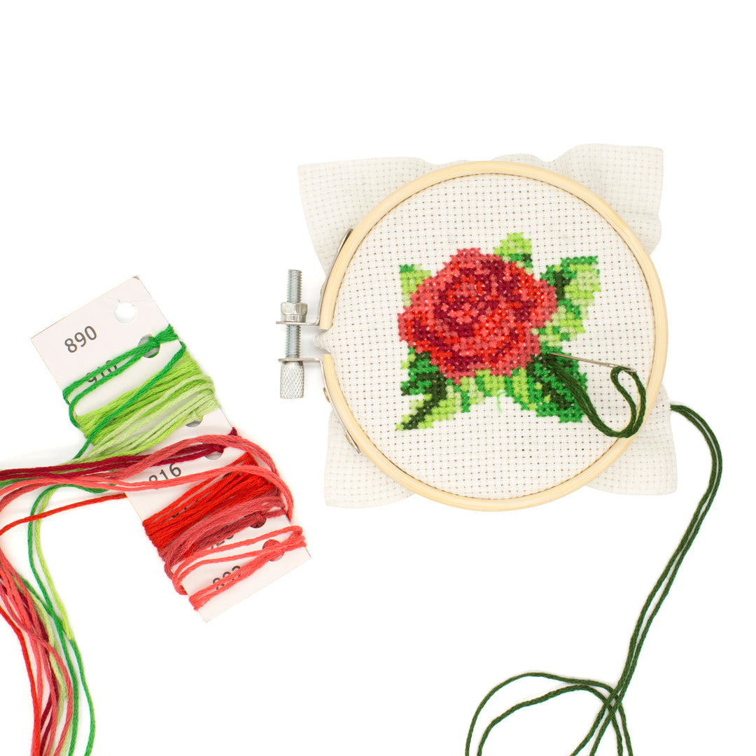 Mini Cross Stitch Embroidery Kit | Rose