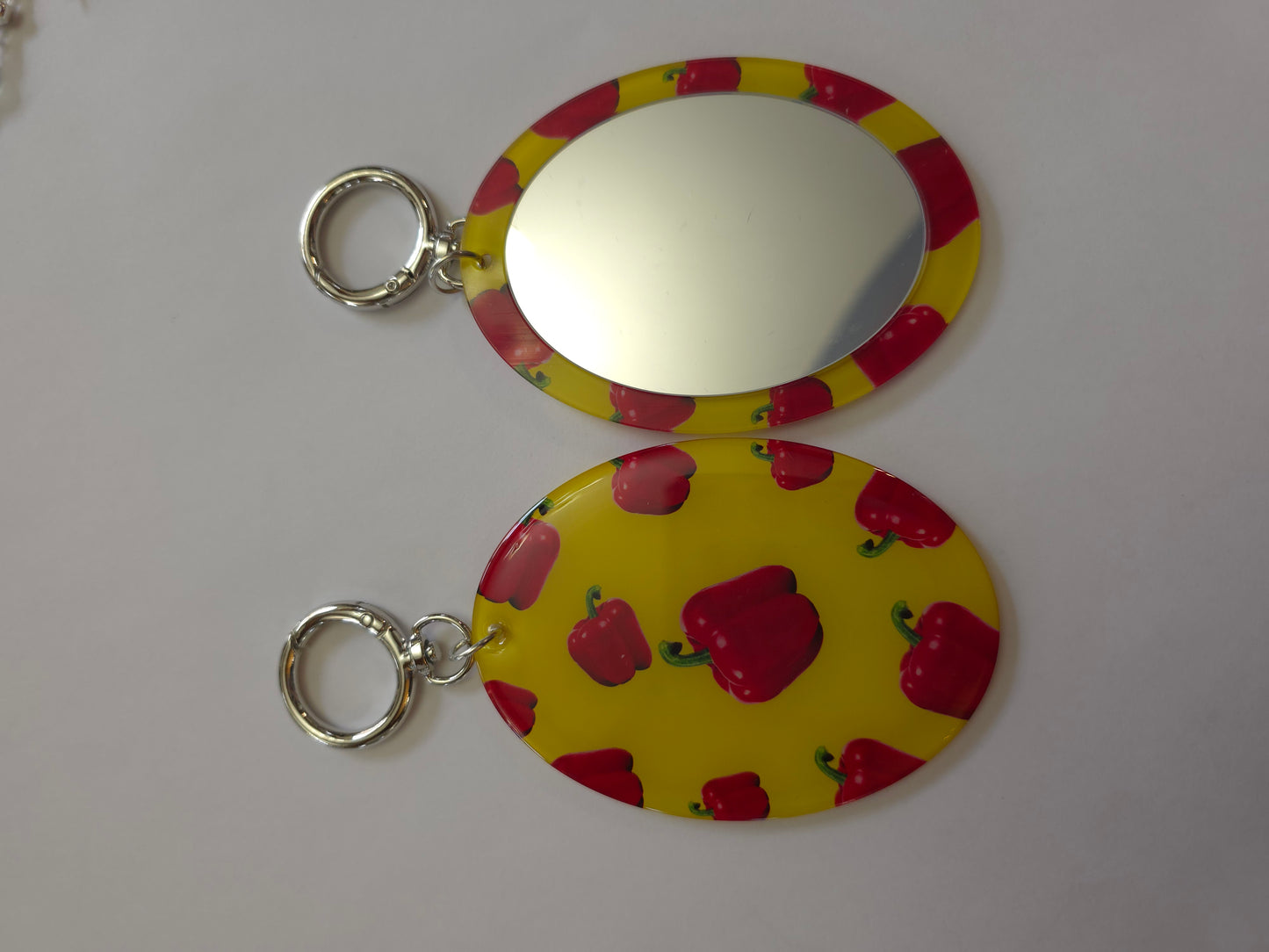 Fruit Oval Mirror Key Chain