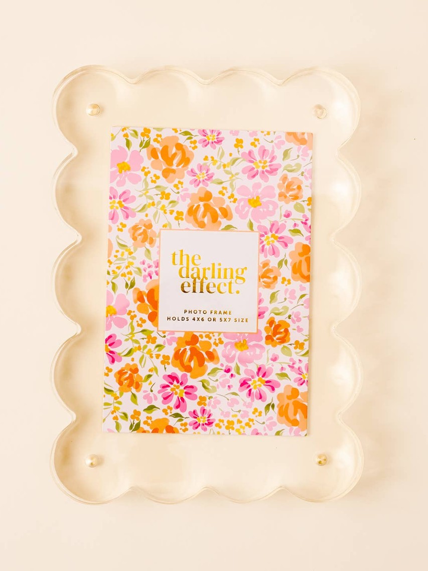Rectangle Scalloped Acrylic Frame- Clear