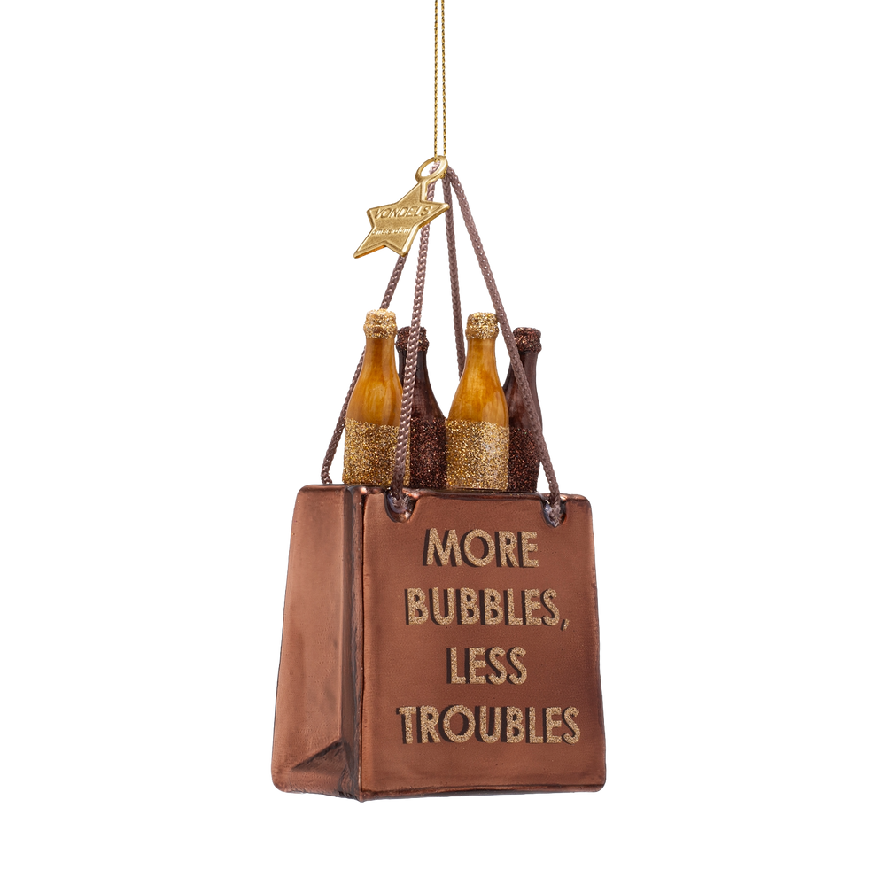 Ornament Glass Shopping Bag with Bottles