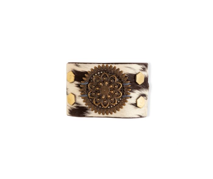 Brandianna Hair-on Hide Cuff Bracelet | Dark