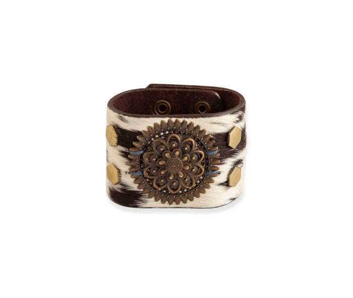 Brandianna Hair-on Hide Cuff Bracelet | Dark