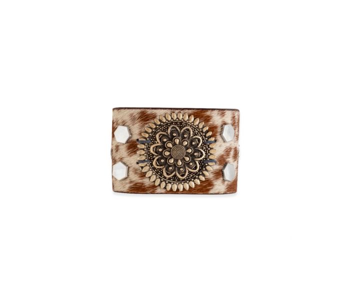 Brandianna Hair-on Hide Cuff Bracelet | Brown