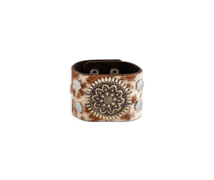 Brandianna Hair-on Hide Cuff Bracelet | Brown