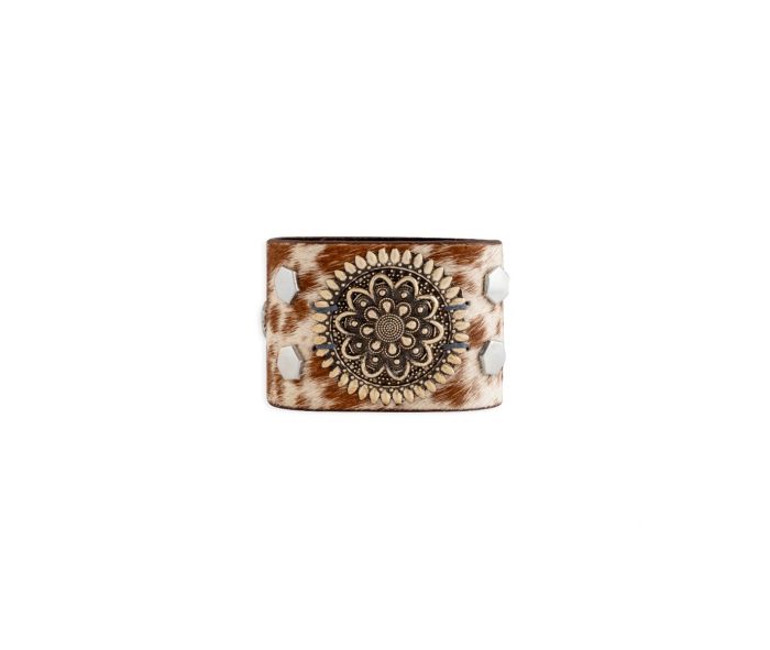 Brandianna Hair-on Hide Cuff Bracelet | Brown