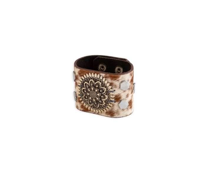 Brandianna Hair-on Hide Cuff Bracelet | Brown