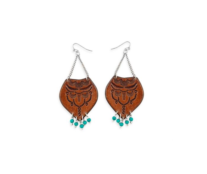 Blazing Mesa Hand-Tooled Leather Earrings