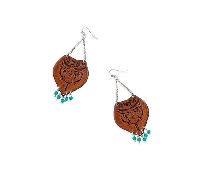 Blazing Mesa Hand-Tooled Leather Earrings