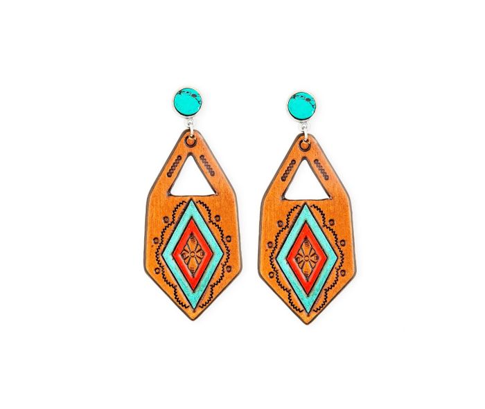 Pamarina Falls Hand-Tooled Leather Earrings