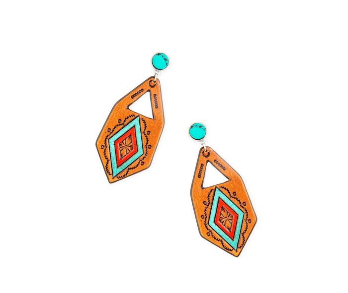 Pamarina Falls Hand-Tooled Leather Earrings