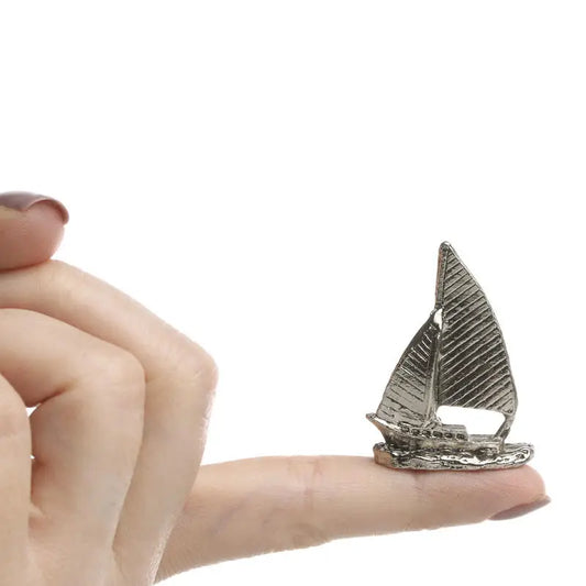 Miniature Pewter Sailboat Figurine