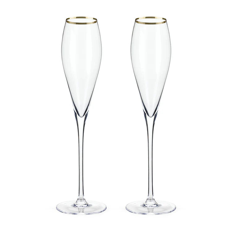Gold Rimmed Champagne Flutes Set Of 2