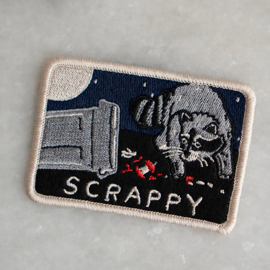 Scrappy Raccoon - Embroidered Sticky Patch