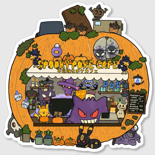 Spooky Poke Cafe Vinyl Sticker