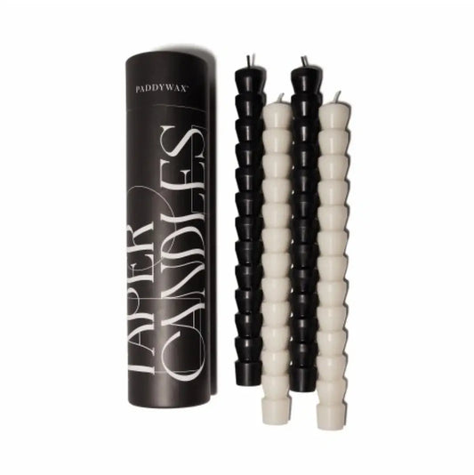 Black / White Unscented Taper Candles Set of 4