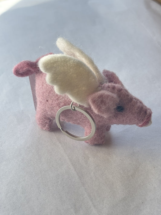 Felt Keychain | Flying Pig