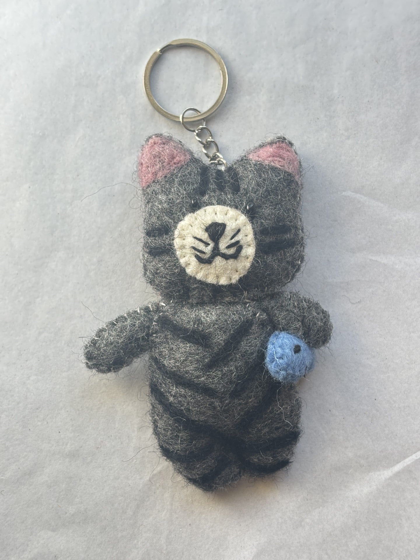 Felt Keychain | Black Cat w/ Fish