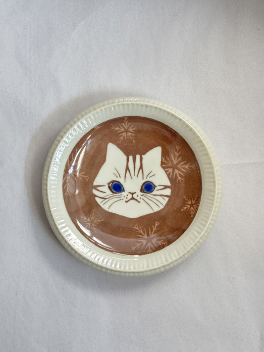 Blue Eyed Stare Cat Plate
