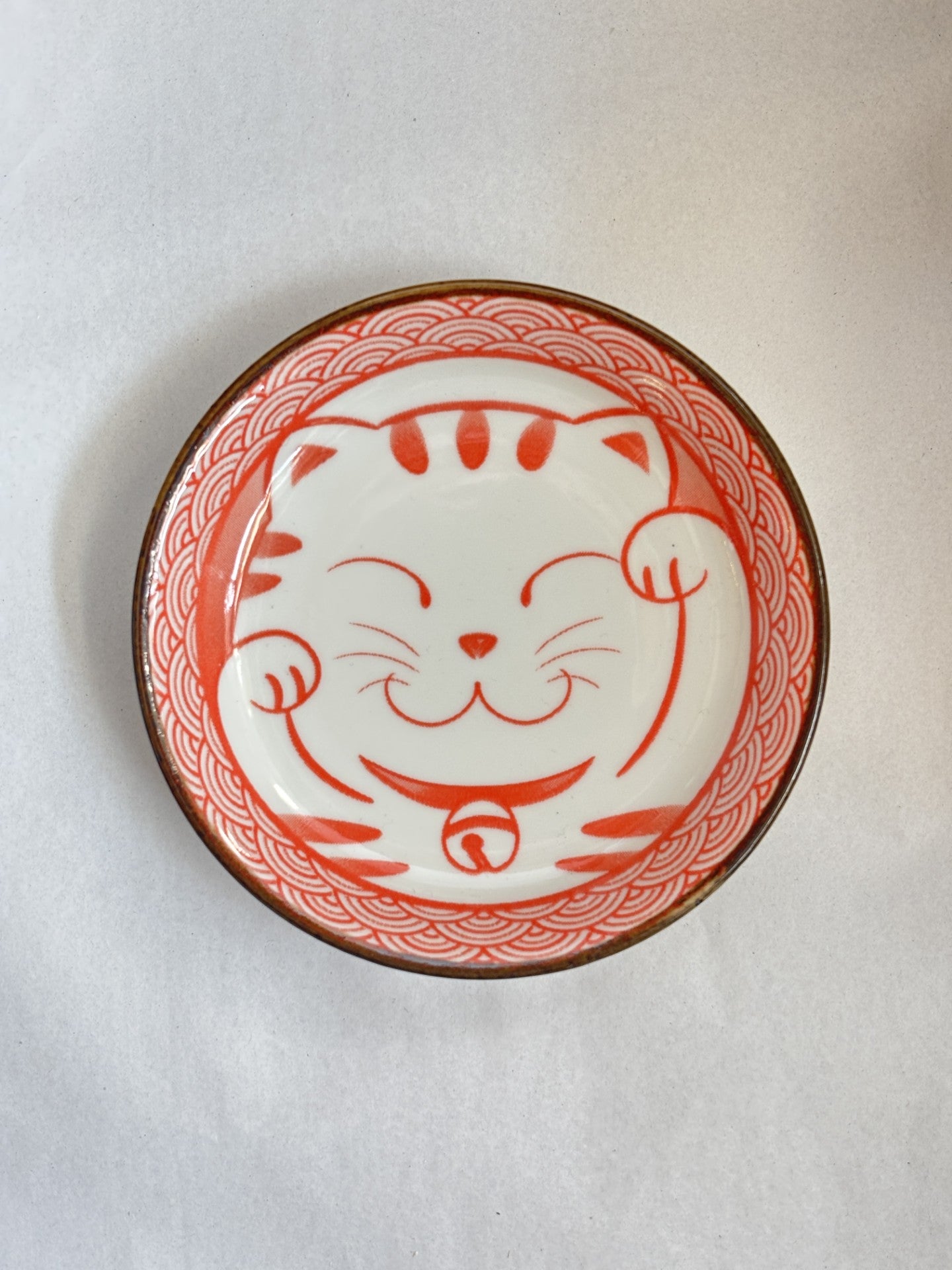 Red Lucky Cat Plate