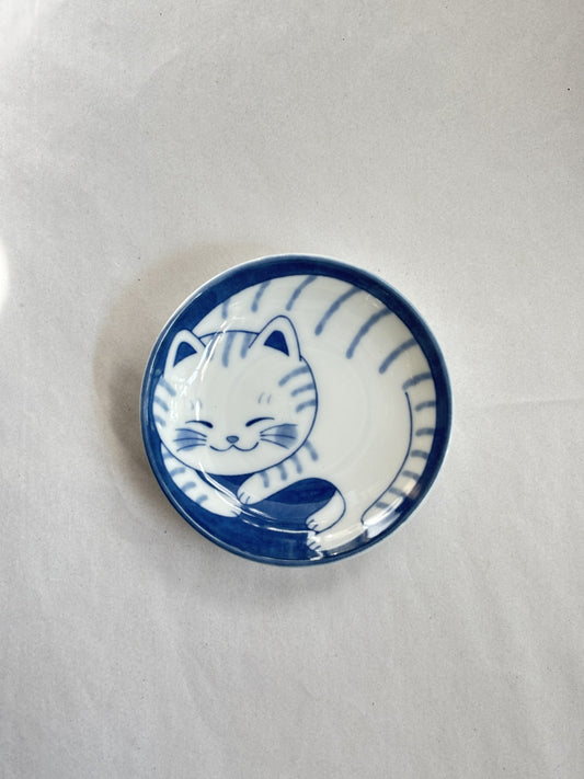 Sleepy Blue Kitty Plate