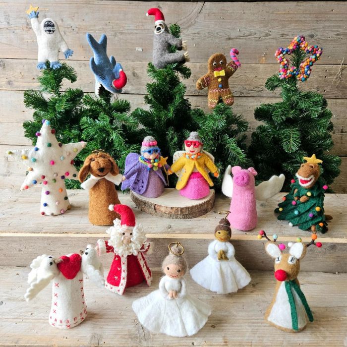 Handmade Felt Festive Yeti Christmas Tree Topper Decoration
