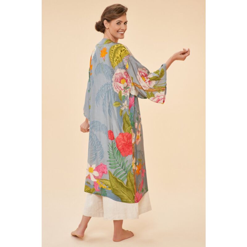 Kimono Gown - Tropical Flora and Fauna -  Lavender