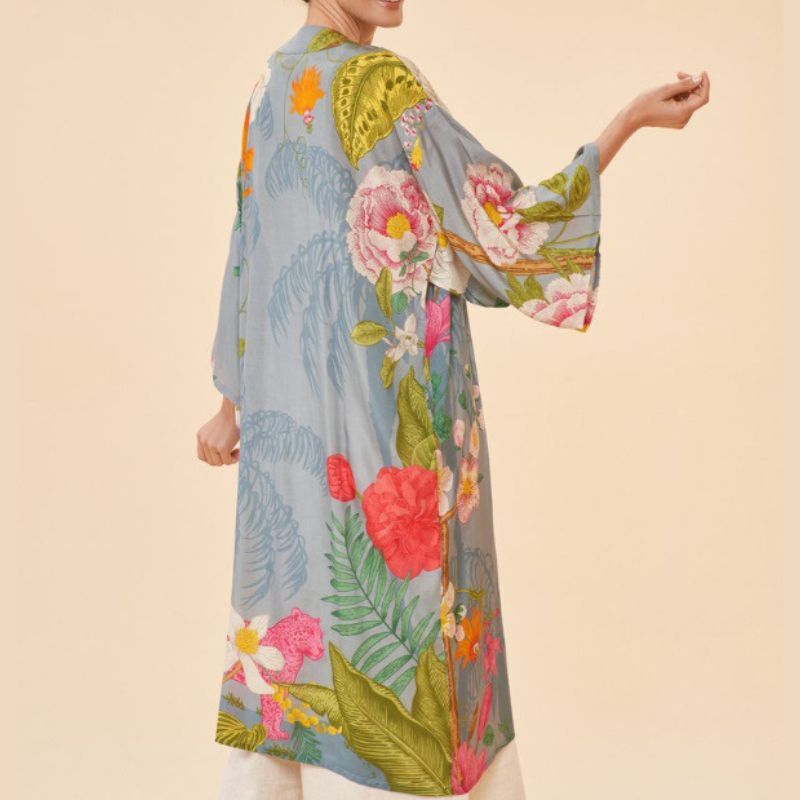 Kimono Gown - Tropical Flora and Fauna -  Lavender