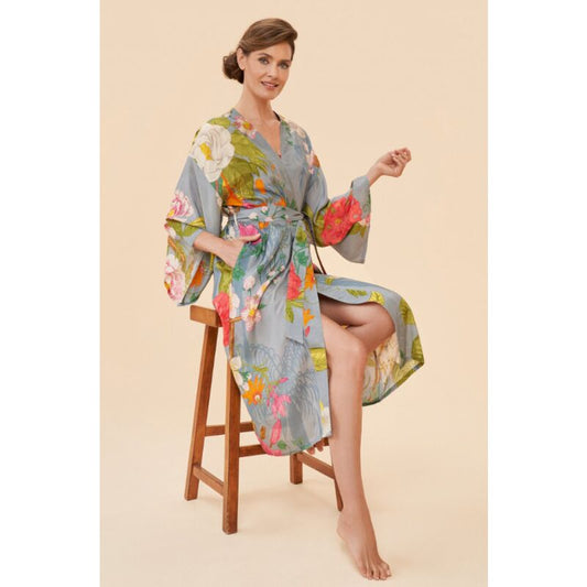 Kimono Gown - Tropical Flora and Fauna -  Lavender