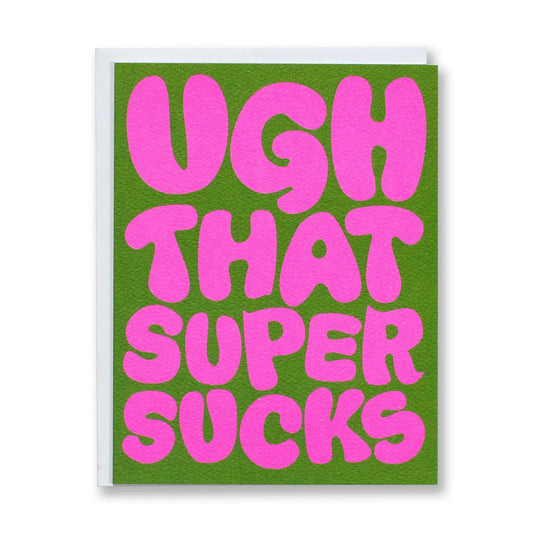Ugh Sympathy Card with Fuschia Bubble Letters Note Card
