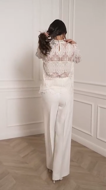 High-Neck Lace Blouse