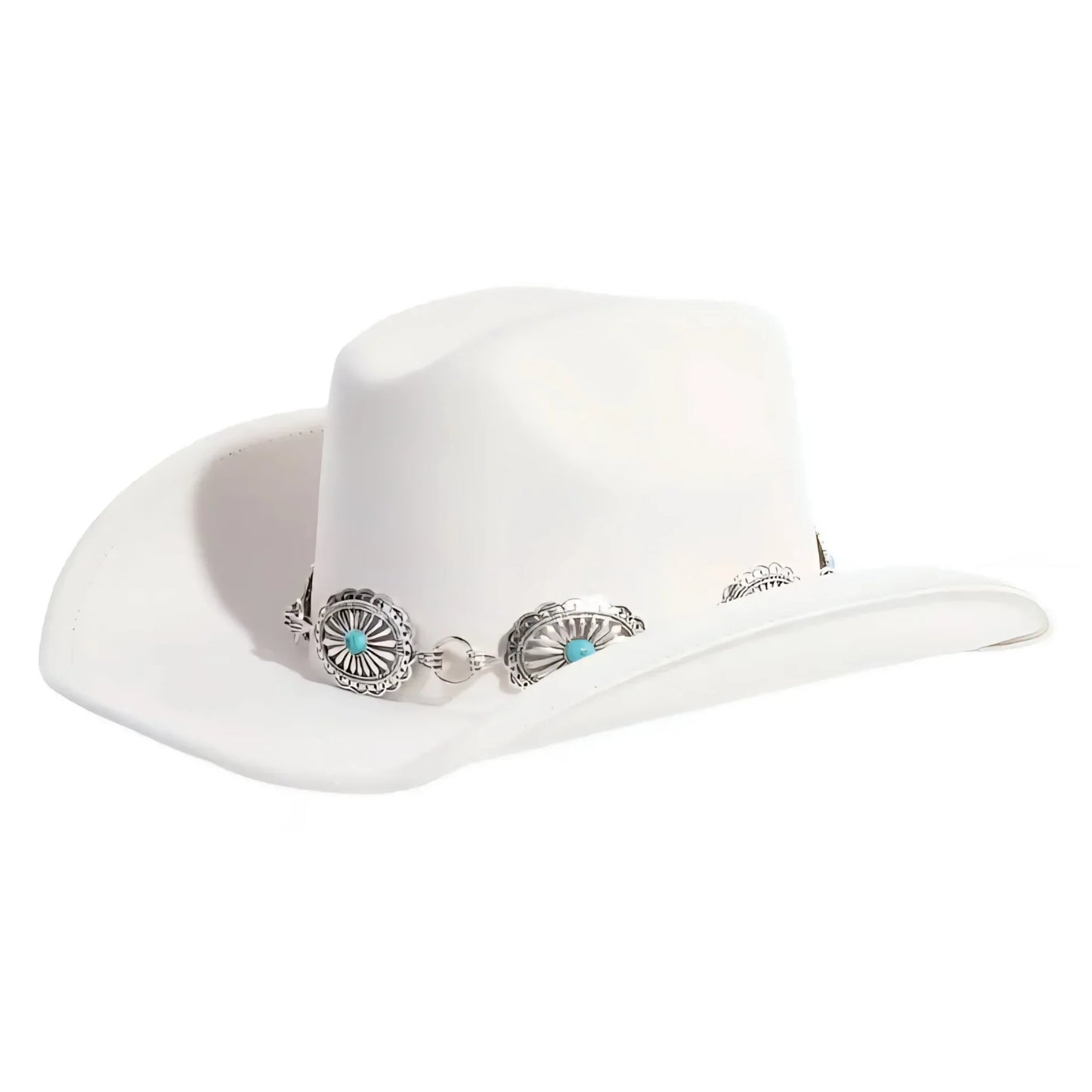 Turquoise Stud Concho Belt Western Cowboy Hat | Taupe
