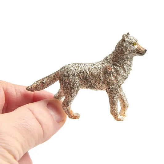 Rustic Mini Hand-Carved Wolf Figurine