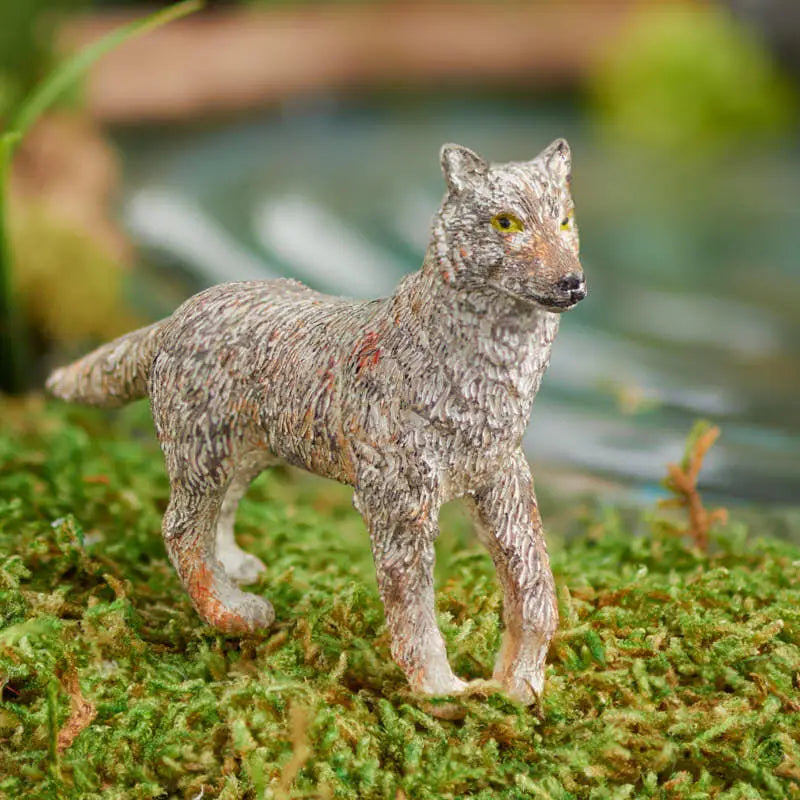 Rustic Mini Hand-Carved Wolf Figurine