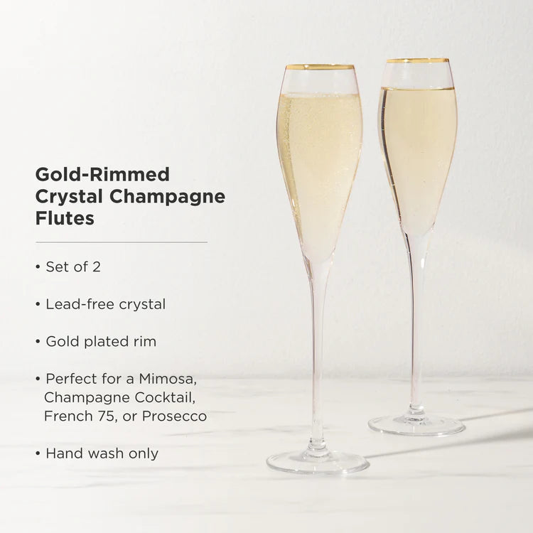 Gold Rimmed Champagne Flutes Set Of 2