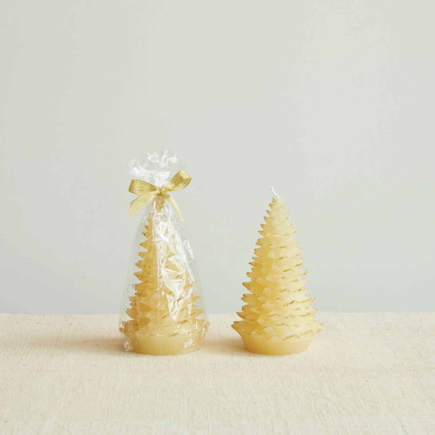 Unscented Tree Shaped Candle with Gold Tips Tall