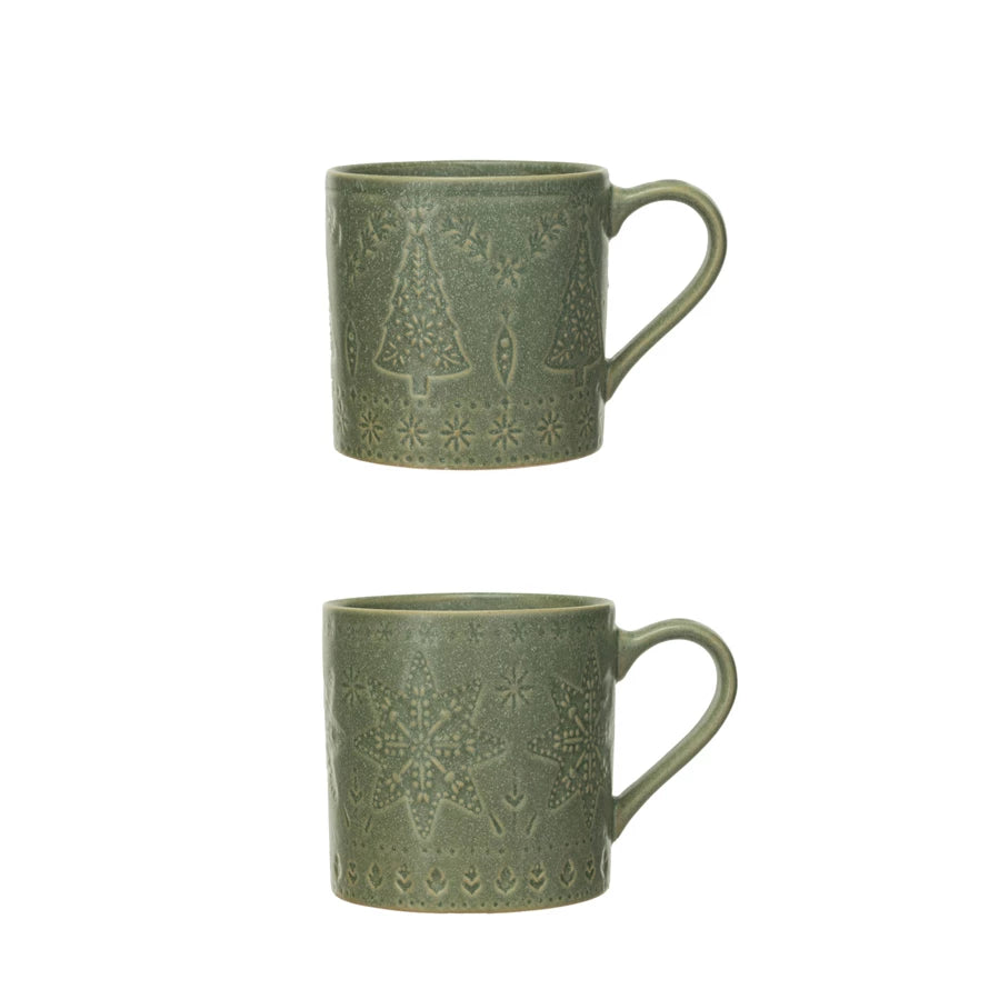 Christmas Debossed Stoneware Mug