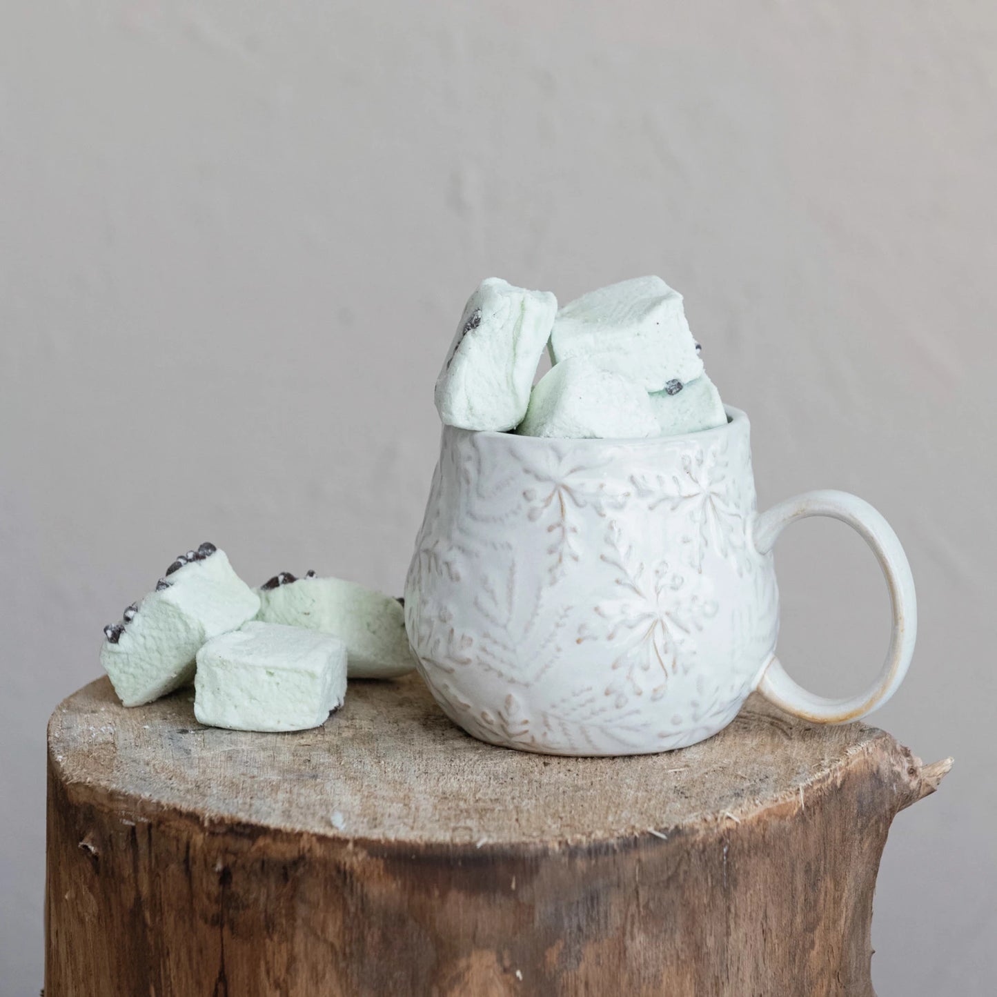 Embossed Stoneware Snowflake Mug