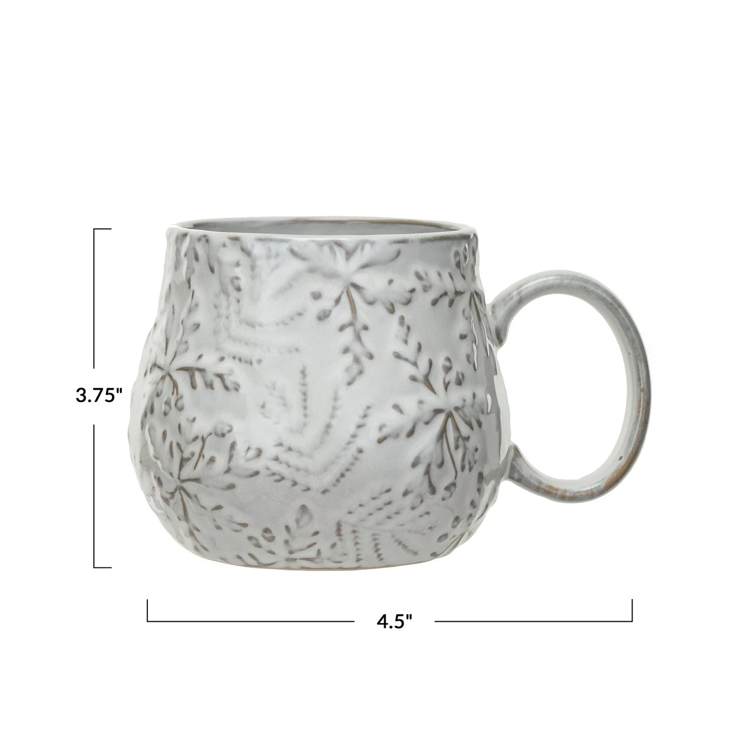 Embossed Stoneware Snowflake Mug