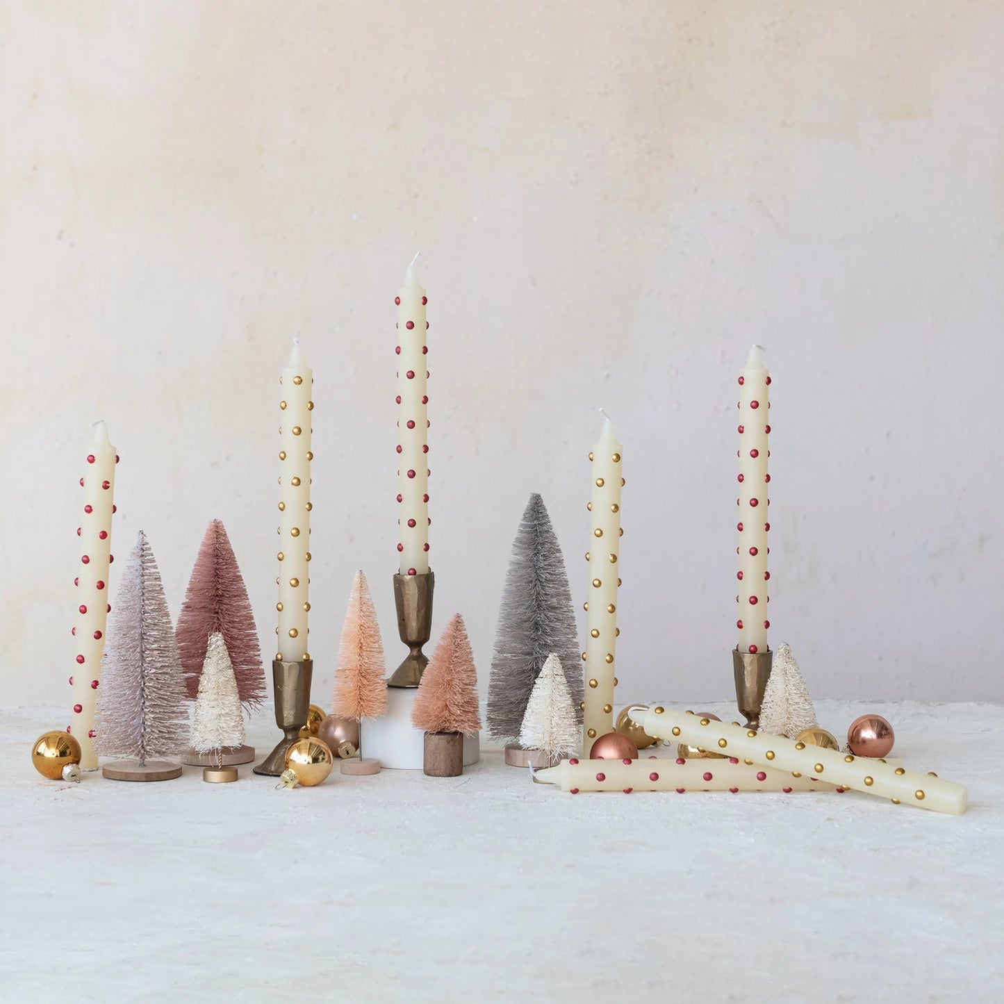 Unscented Taper Candles with 3D Dots in Box