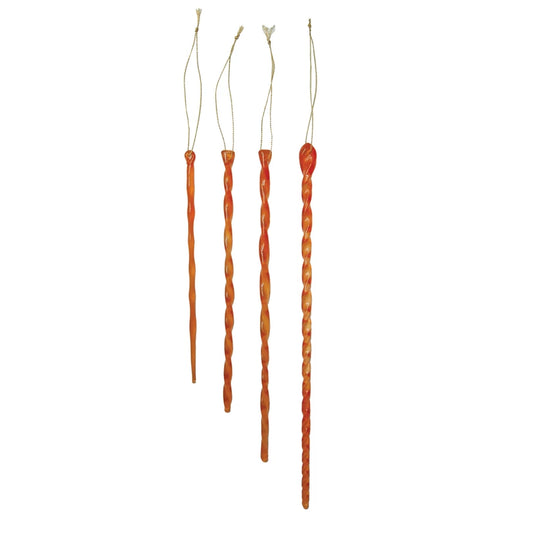 Handmade Glass Icicle Ornaments | Orange