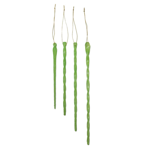 Handmade Glass Icicle Ornaments |Green