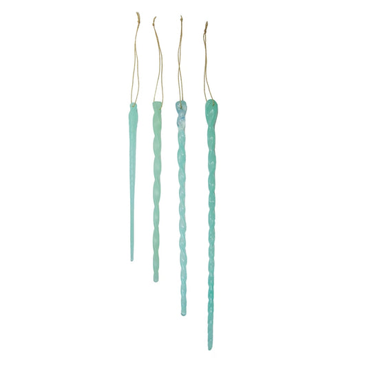 Handmade Glass Icicle Ornaments | Opaque Blue