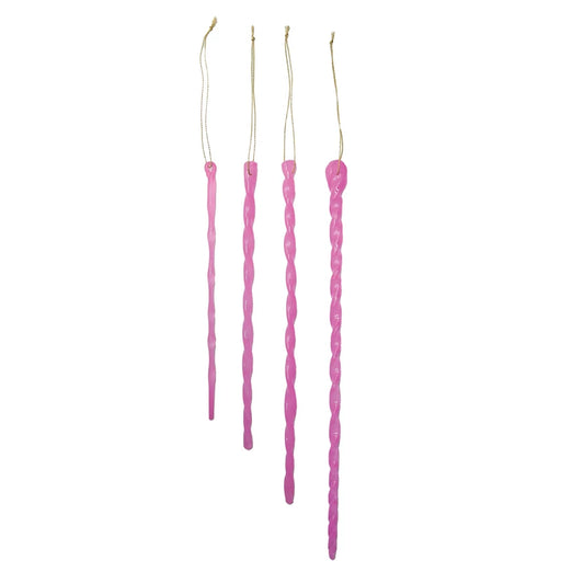 Handmade Glass Icicle Ornaments | Pink