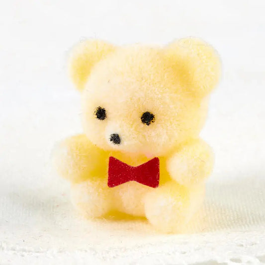 Miniature Yellow Flocked Teddy Bear