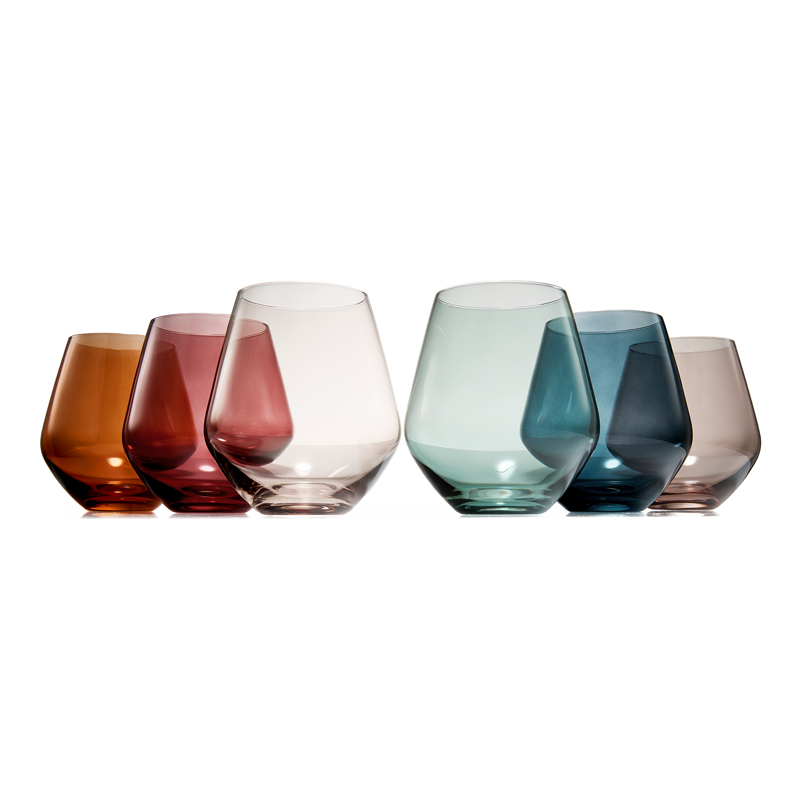 Stemless Crystal Wine Glasses | Pastel | 16.2 oz