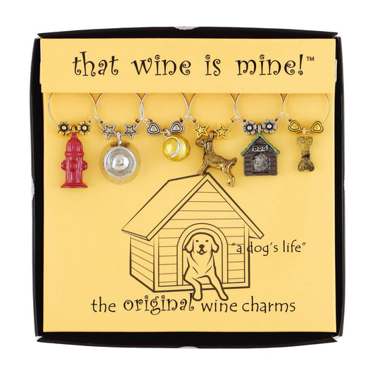 6-Piece A Dog's Life Painted Wine Charms