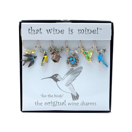 6-Piece For The Birds Painted Wine Charms