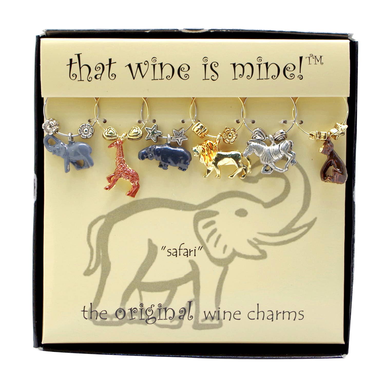 6-Piece Safari Wine Painted Wine Charms