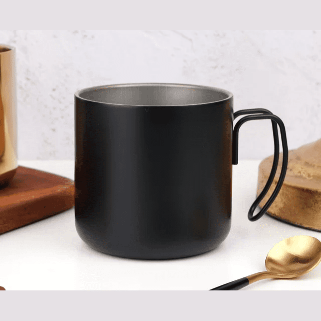 Stainless Steel Double Wall Coffe Mug - Black